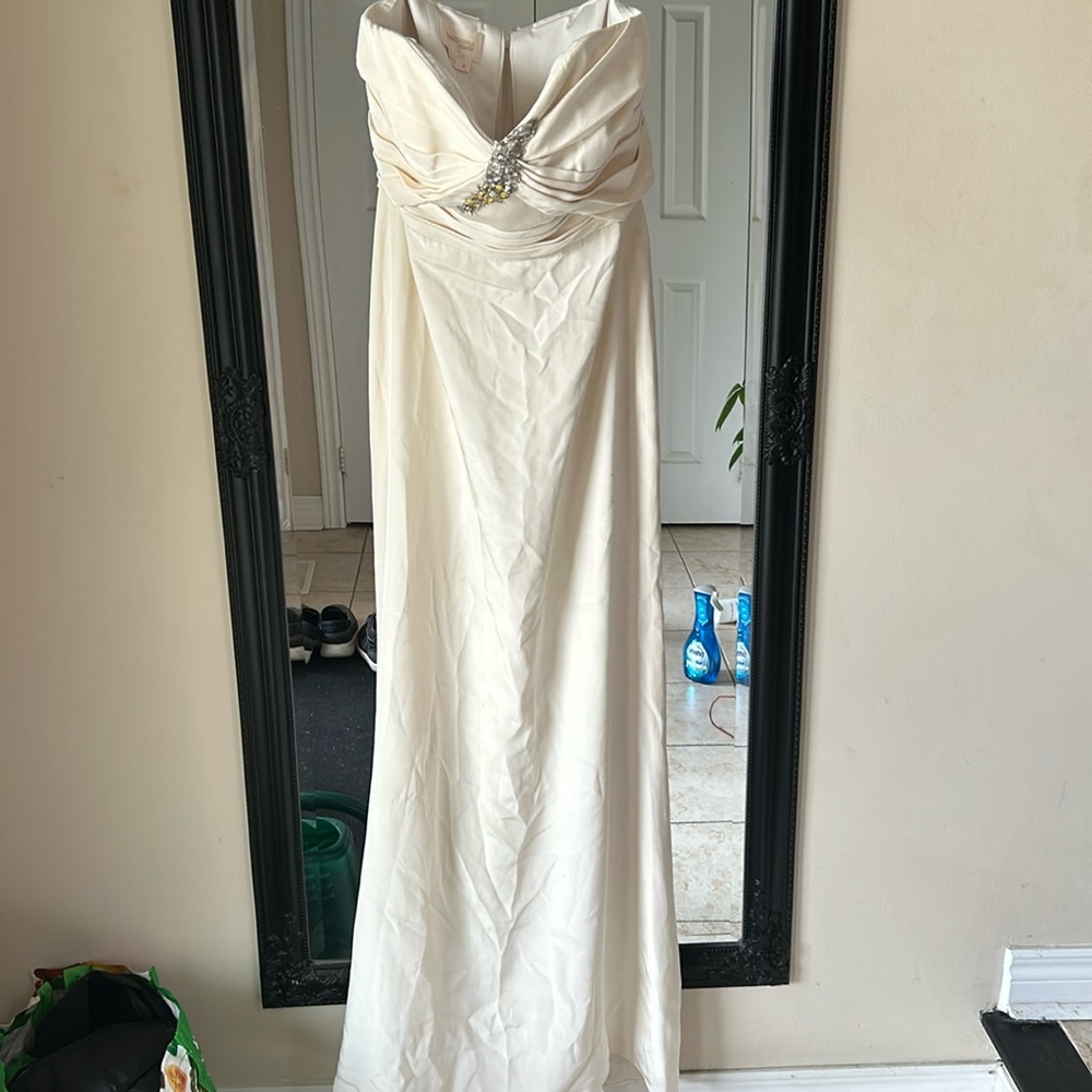 Marchesa Note gorgeous strapless women’s gown dress wedding white part evening